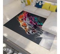 MOKOSAISE Tapis de Graffiti Animaux Sauvages Salon Salon Lavable 80x150cm Moquette à Poil Bas imprimée de léopard colorée pour Chambre Nursery Room Play Office