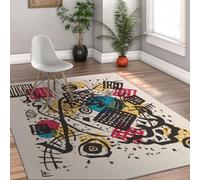 MOKOSAISE Tapis de Graffiti Art Urbain Lavable 180x200cm Formes géométriques colorées Motif de Lignes Moquette antidérapante à Poil Bas pour la décoration du Salon