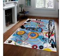 MOKOSAISE Tapis de Musique Abstraite Moderne 200x280cm Formes géométriques colorées Lignes audacieuses Moquette à Poil Bas pour Le Salon la Chambre décorative