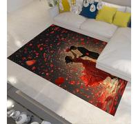 MOKOSAISE Tapis de Salon de Danse pour Un Couple Romantique 120x160cm pétale de Rose Rouge élégant et Moderne Adore Moquette Lavable à Poil Bas pour Chambre Salon décoration intérieure