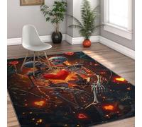 MOKOSAISE Tapis de Salon lavables 60x90cm Valentine Day Squelette Gothique Couple Adore Le Sol intérieur Moquette à Poil Bas pour Chambre et Salle à Manger