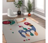 MOKOSAISE Tapis de Zone Abstraits Modernes 80x150cm Motif Graphique coloré géométrique de Dessins animés Fin pour Salon Salle à Manger Tapis antidérapant Lavable