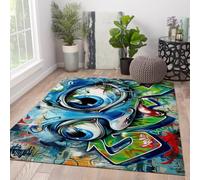 MOKOSAISE Tapis de Zone Bright Graffiti Eyes Lavable 80x150cm Street Art coloré Audacieux Moquette Fine Abstraite Moderne pour Salon et Chambre