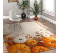 MOKOSAISE Tapis de Zone Dessin animé en Couleur 60x90cm Tapis à Motif imprimé Orange feuillu antidérapant Lavable pour Salon Chambre Salle à Manger café de Cuisine