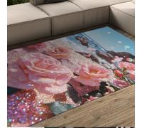 MOKOSAISE Tapis de Zone Rose Rose Romance 200x280cm Fleurs fantastiques Paysage Bleu de rêve Tapis à Poil Bas pour la Maison Chambre Salle à Manger décoration de la Saint-Valentin