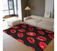 MOKOSAISE Tapis en Forme de lèvres de Baiser Rouge 100x150cm pour Tapis de Sol de Chambre à Coucher intérieur Tapis antidérapants lavables en Machine pour Le décor de café de Chambre de Salon