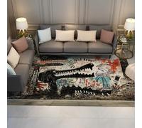 MOKOSAISE Tapis Graffiti Urbain dans la Zone d’Art Urbain Lavable 160x230cm Animaux de Dessin animé Abstrait Audacieux Moquette Moderne à Poil Bas pour la décoration du Salon et Chambre