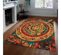 MOKOSAISE Tapis Lavable de Style aztèque Ancien 100x200cm Motifs de civilisation tribale pour Les Zones très fréquentées dans Le Salon la Chambre Le Bureau Le Tapis Fin du café