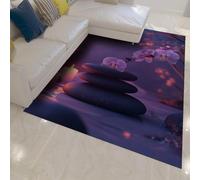 MOKOSAISE Tapis Lavable pour empiler des Pierres à Bougies 140x180cm Grande Moquette Douce d’orchidées Violettes vinteaux Tapis pour Chambre et Salle à Manger sous la Table