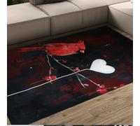 MOKOSAISE Tapis lavables 180x240cm Abstrait Rouge Branche Cardinale Adore Tapis à Poils Bas pour Salon Salle à Manger Chambre Nursery Bureau