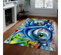 MOKOSAISE Tapis Moderne de Style Graffiti Lavable 80x150cm Bold Eye Design Art de Rue coloré Moquette à Poil Bas pour Salon Chambre décoration intérieure