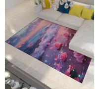 MOKOSAISE Tapis pour Salon 140x200cm Pétales Floraux Roses Rose de la Saint-Valentin Tapis romantiques à Poils Bas sur Le thème de l’océan pour Chambre et Salle à Manger