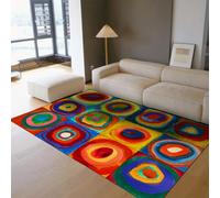 MOKOSAISE Tapis pour Salon 160x230cm Tapis modérés géométriques Abstraits lavables Modernes colorés en Cercle concentrique pour Chambre Salle à Manger Bureau