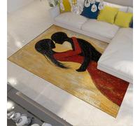 MOKOSAISE Tapis Romantique Abstrait pour Un Couple 60x120cm Robe Rouge Femme Moquette Moderne à Poil Bas Lavable pour Salon Chambre Maison Décoration de la Saint-Valentin