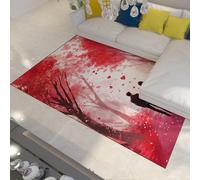 MOKOSAISE Tapis Romantique pour Un Couple 100x200cm Épée en Forme de cœur Rose d’Automne Feuilles Tombantes Moquette Douce à Poil Bas Lavable de Chambre pour Table de Chevet de Salle à Manger