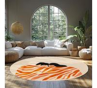 MOKOSAISE Tapis Rond Lavable 135cm（Rond） Couple à thème d’Amour Cosy Moquette Moderne Minimaliste Douce et antidérapante pour Chambre Décoration Romantique