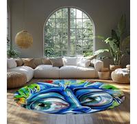 MOKOSAISE Tapis Ronde de Style Graffiti Moderne Lavable 120cm（Rond） Bold Eye Design Art Urbain coloré Moquette à Poil Bas pour Salon Chambre Décoration intérieure