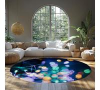 MOKOSAISE Thèmes de Vacances Abstraits 80cm（Rond） Tapis pour Salon Lavable en Machine Antidérapant à Poils Ras Couleurs de rêve Cercle Tapis pour Chambre à Manger Salle à Manger