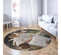 MOKOSAISE William Adolphe Bouguereau Fille murmures d’Amour Rond Tapis Belle Femme Lavable antidérapant Cercle Tapis pour Chambre café 122cm(Rond)