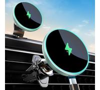 MOKPR 15W Support Telephone Voiture Induction, pour Chargeur Magsafe Voiture, 【Rotation à 360°/Puce Intelligente】 Chargeur Induction Voiture Magnetique pour iPhone 17/16/15/14/13/12 séries(Vert)