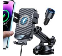 MOKPR Support de téléphone Portable pour Voiture avec Fonction de Charge, Chargeur Rapide sans Fil 15 W, Charge inductive, Chargeur de Voiture, pour iPhone 16/15/14/13/12, Samsung Huawei Xiaomi