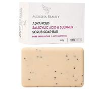 MOKSHA Savon exfoliant au soufre et à l'acide salicylique, savon au soufre pour l'acné,les points noirs,les imperfections,les peaux grasses et sensibles, savon visage exfoliant pour hommes et femmes