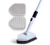 Moku Home Brosse de Douche 3 en 1 Extensible à Long Manche de 147,3 cm - Brosse de Douche Anti-Rayures pour Nettoyage de Salle de Bain, Cuisine, Toilettes, Mur, Baignoire, carrelage (Gris)