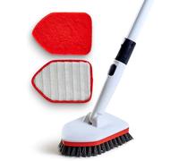 Moku Home Brosse de Douche 3 en 1 Extensible à Long Manche de 147,3 cm - Brosse de Douche Anti-Rayures pour Nettoyage de Salle de Bain, Cuisine, Toilettes, Mur, Baignoire, carrelage, évier (Rouge)
