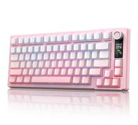 MOKURU Clavier mécanique sans fil, trois modes BT/2.4G/USB-C, commutation RVB, disposition des touches à 75 %, bouton de réglage du volume, siège d'arbre remplaçable à chaud, compatible avec Windows