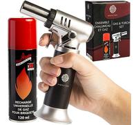 MOKUTON Chalumeau de Cuisine Professionnel avec Bouteille de Gaz Incluse - Contrôle Précis de la Flamme, Facilité d'Utilisation et Durabilité Exceptionnelle pour des Expériences Culinaires Raffinées