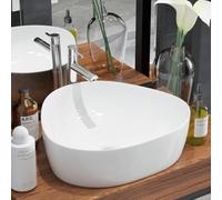 Mokuyard Lavabo triangulaire en céramique blanc 50,5 x 41 x 12 cm sur plan de travail Lavabo lavabo lavabo pour sanitaire, salle de bain ou toilettes, moderne pile commune