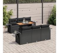 Mokuyary A308 Salon de jardin 7 pièces avec coussins Noir Résine tressée Salon de jardin Ensemble d'extérieur Balcon Salon de jardin Salon de jardin pour terrasse, balcon, jardin