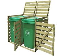 Mokuyary Abri pour Poubelle Double 240 L Bois imprégné, Abri de Jardin Cache pour poubelles, Conteneur d'extérieur Coffre de Rangement