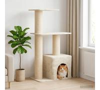 Mokuyary Arbre à Chat avec Poteaux à Griffer en Sisal Crème 133 cm Salon