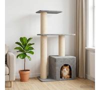 Mokuyary Arbre à Chat avec Poteaux à Griffer en Sisal Gris Clair 133 cm