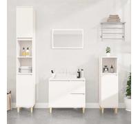 Mokuyary Armoire de salle de bain blanche 65 x 33 x 60 cm en matériau dérivé du bois avec porte et 2 tiroirs, commode de rangement pour salle de bain, cuisine, salon, couloir - A