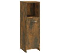 Mokuyary Armoire de salle de bain en bois brut fumé 30 x 30 x 95 cm avec porte et 3 compartiments - Armoire de rangement pour salle de bain, cuisine, salon, couloir - Chêne fumé