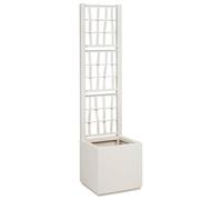 Mokuyary Bac à Fleurs avec Treillis Blanc 36 x 36 x 140 cm PP Jardinière de Jardin, Bac de Plantation pour Cultiver Fleur Plantes Succulentes, Terrasse, Patio, Balcon