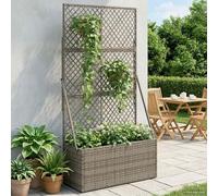 Mokuyary Bac à Fleurs avec Treillis Gris 70 x 30 x 135 cm polyrotin Jardinière de Jardin, Bac de Plantation pour Cultiver Fleur Plantes Succulentes, Terrasse, Patio et Balcon