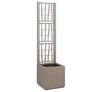 Mokuyary Bac à Fleurs avec Treillis Marron Clair 36 x 36 x 140 cm PP Jardinière de Jardin, Bac de Plantation pour Cultiver Fleur Plantes Succulentes, Terrasse, Patio, Balcon