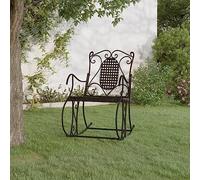 Mokuyary Banc à Bascule 84 cm Noir Acier Banquette de Jardin, Mobilier Banc pour Amenagement, Balcon, Terrasse, Veranda, Pergola