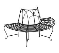 Mokuyary Banc Demi-Circulaire Tour d'arbre Ø159 cm Noir Acier Banquette de Jardin, Mobilier Banc pour Amenagement, Balcon, Terrasse, Veranda, Pergola