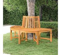 Mokuyary Banc Demi-Circulaire Tour d'arbre Ø160cm Bois Massif Eucalyptus Banquette de Jardin, Mobilier Banc pour Amenagement, Balcon, Terrasse, Veranda, Pergola