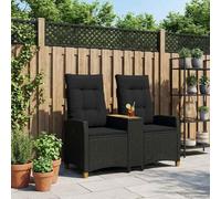 Mokuyary Banc inclinable avec Table Noir 126 x 65 x 112 cm polyrotin Banquette de Jardin, Mobilier Banc pour Amenagement, Balcon, Terrasse, Veranda, Pergola