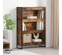 Mokuyary Bibliothèque Chêne Fumé 80 x 30 x 155 cm Bois d'ingénierie, Meuble de Rangement avec Compartiments, Armoire Étagère à Livres pour Salon, Bureau, Chambre à Coucher -H