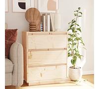 Mokuyary Buffet 60 x 34 x 75 cm en pin massif - Armoire d'appoint - Armoire de rangement - Buffet moderne avec beaucoup d'espace de rangement pour le salon et la chambre à coucher