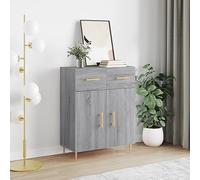 Mokuyary Buffet gris sonoma 69,5 x 34 x 90 cm en matériau dérivé du bois - Commode avec tiroir et portes - Armoire de cuisine - Armoire de rangement d'appoint pour salon, couloir, cuisine - A