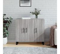Mokuyary Buffet gris sonoma 90 x 34 x 80 cm en matériau dérivé du bois - Commode avec 3 portes - Armoire de cuisine - Armoire de rangement d'appoint pour salon, couloir, cuisine - C