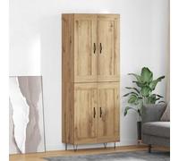 Mokuyary Buffet haut en chêne artisanal, 69,5 x 34 x 180 cm, avec 2 portes en bois, armoire de cuisine, armoire de rangement, pour salon, couloir, cuisine - H