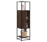 Mokuyary Buffet haut marron aspect chêne 35,5 x 35 x 139 cm - En métal dérivé du bois - Commode avec compartiments et porte - Armoire de cuisine - Armoire de rangement pour salon, couloir, cuisine - A